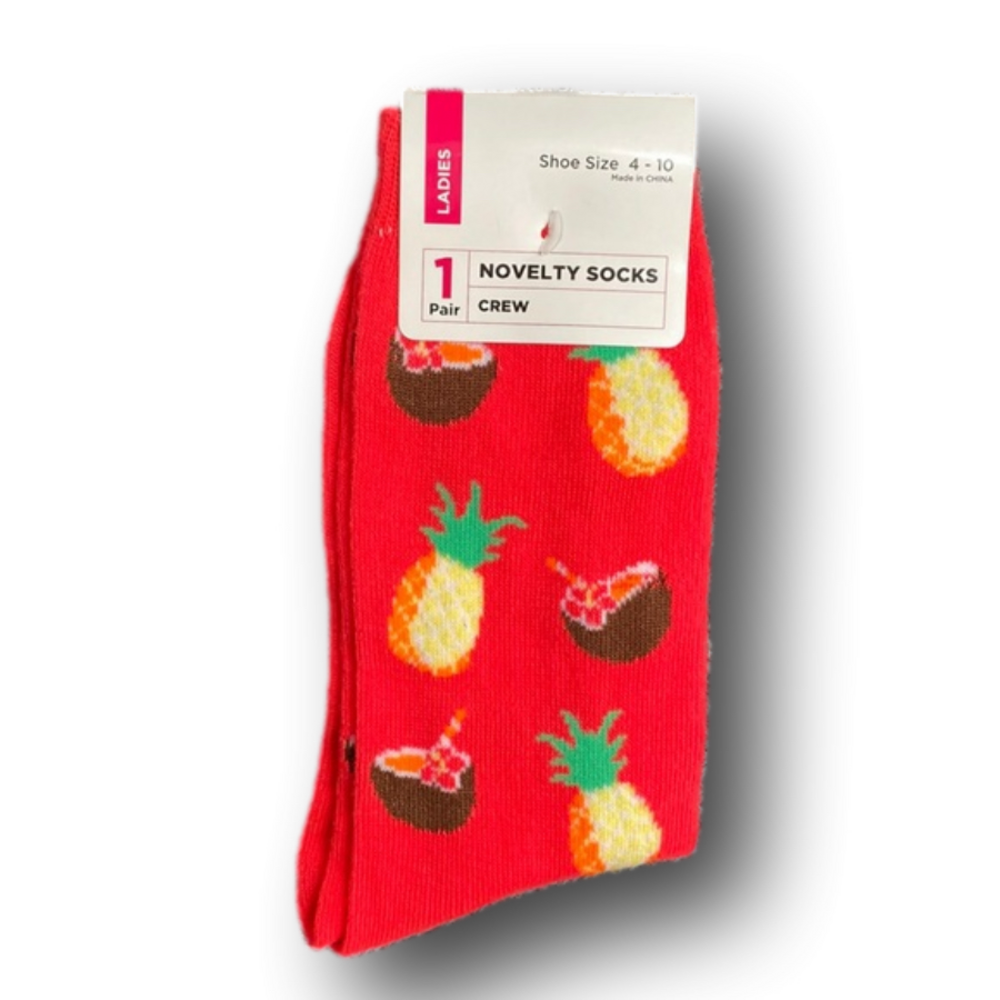 Pineapples & Coconuts Funny Novelty Crew Socks - Brand New!